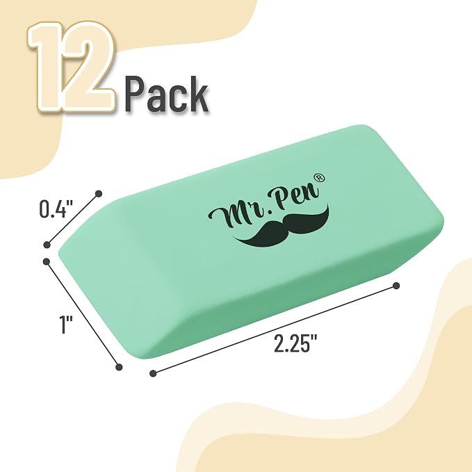 Mr. Pen- Pencil Eraser, 12 Pack, Art Sketching, Clean Smudge-Free Correction - Image 2