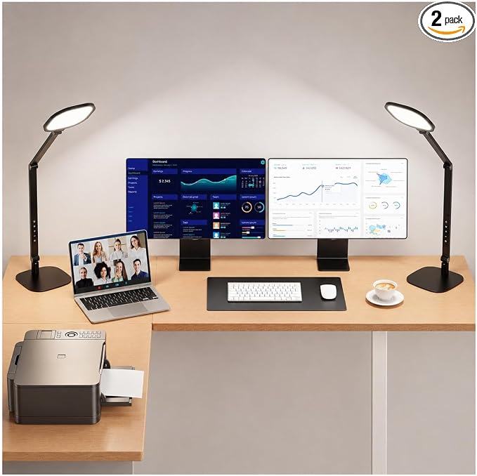 LitONES LED Desk Lamp for Home Office, Professional Eye-Caring Diffused Desk by LitONES