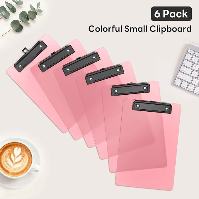6 Pack Colorful Small Clipboard, A5 Mini Clip Board | Black Clip, 9 x 6" - Image 5