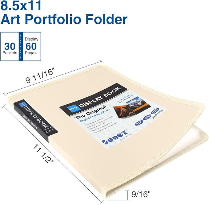 Sooez 30-Pocket Binder with Plastic Sleeves 8.5x11, Heavy Duty Art Portfolio - Image 2