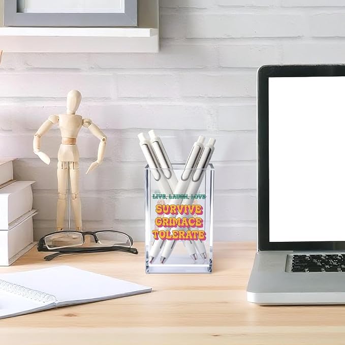 Live Laugh Love Funny Anti Cliche Acrylic Cosmetic Pencil Pen Holder Cup - Image 4