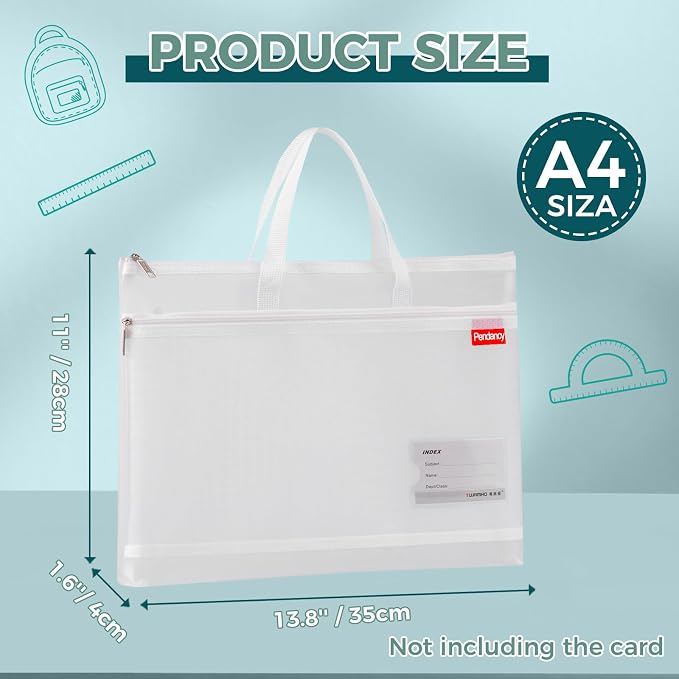 Pendancy Mesh Zipper Pouch A4 Size, Large Double Pocket Lightweight Nylon - Image 2