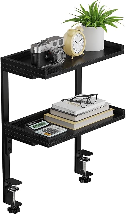Clamp On Desk Shelf 2-Tier, 12.5 inche Wood Shelving Unit - Image 8