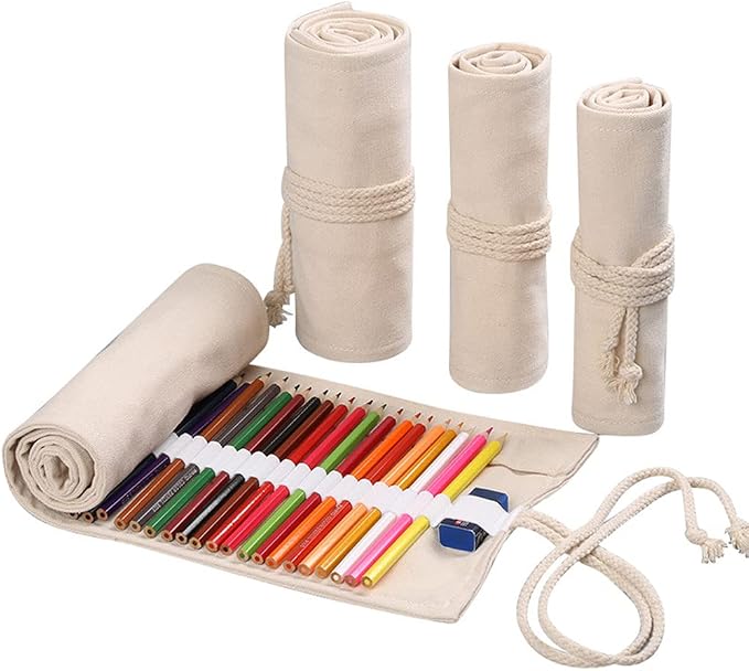 DIYOMR 24/36/72 Slots Pencil Wrap Pencil Rolls, Artist Colored Pencils Roll Up by DIYOMR