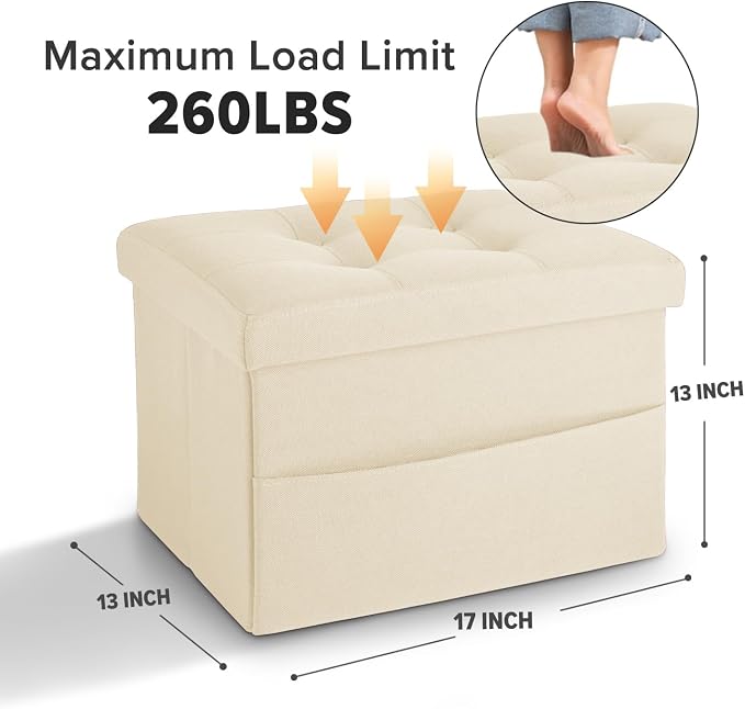 LINMAGCO Storage Ottoman Folding Foot Stool Foot Rest - Image 3
