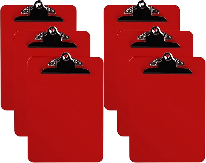 Pack of 6 Plastic Clipboards by DAVISGROUP