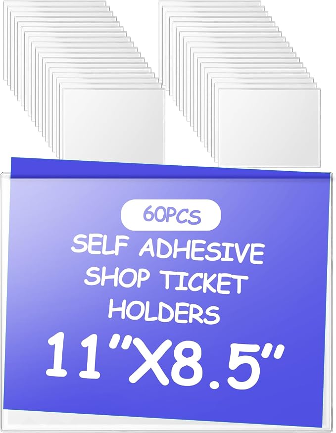 Outus 60 Pcs Self Adhesive Shop Ticket Holders Clear Plastic Sleeves Adhesive by Outus