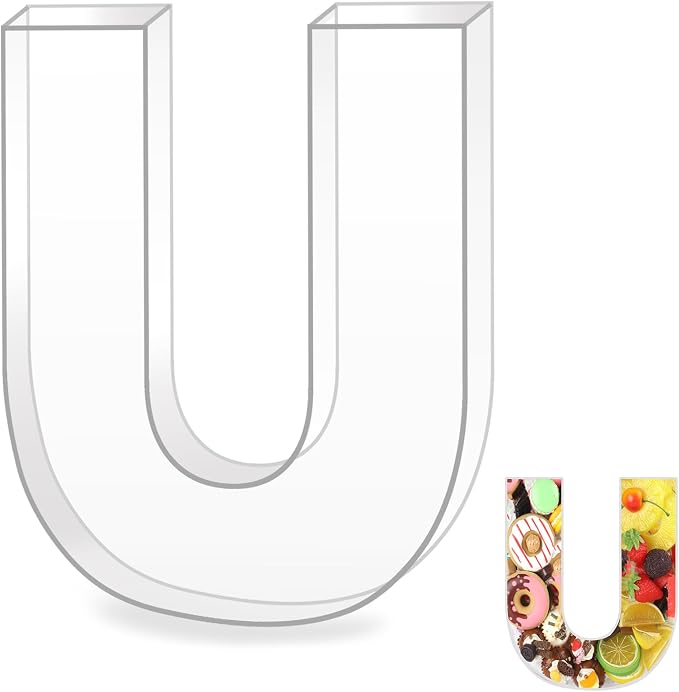 10" U Clear Acrylic Letter Charcuterie Board Box, Reusable Fillable Decorative by Esmorah