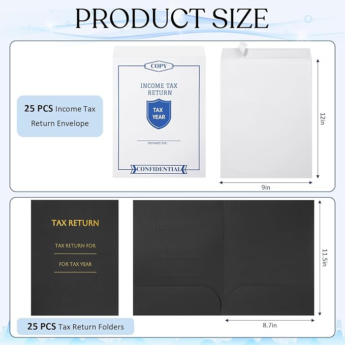 Skyygemm 50 Pcs 9 x 12 Inch Tax Return Envelopes and Tax Return Folders Set 25 - Image 2