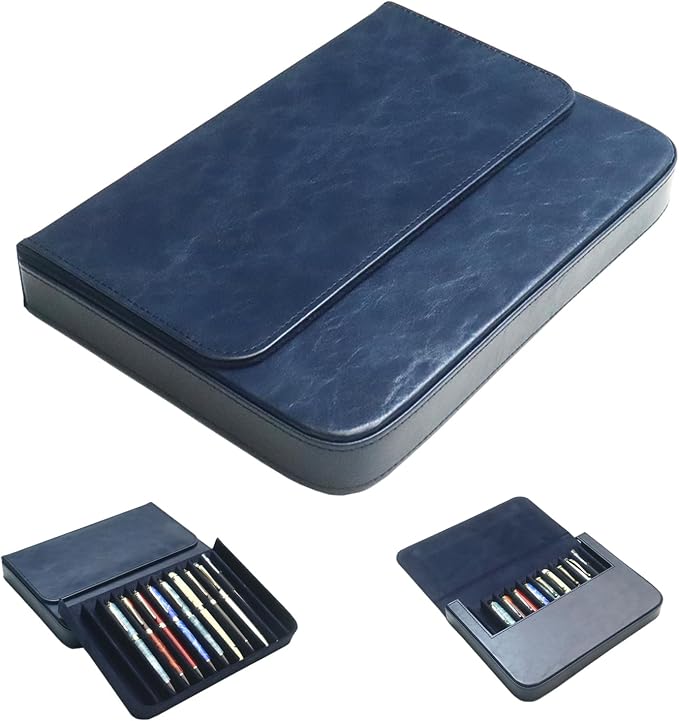 PU Leather 12 Fountain Pen/Pencil Tray Case Organizer, Fashion Design, Magnetic by MIVLXLX