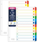 H4D 12 Tab Dividers for 3-Ring Binder, Numbered 1-12 Multicolor Tabs by H4D