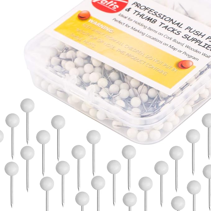 Push Pins Map Tacks 1/8-Inch Assorted Color Beads Head Map Marking Push Pins by Yalis