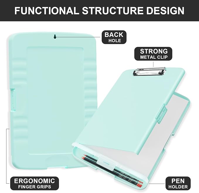 Plastic Clipboard with Storage, 8.5 x 11 Storage Organization Box Side-Opening - Image 3