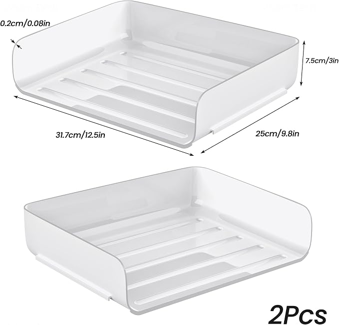 Tomorotec Desk Letter Tray Set, A4 Size White Stackable Document Organizer - Image 5