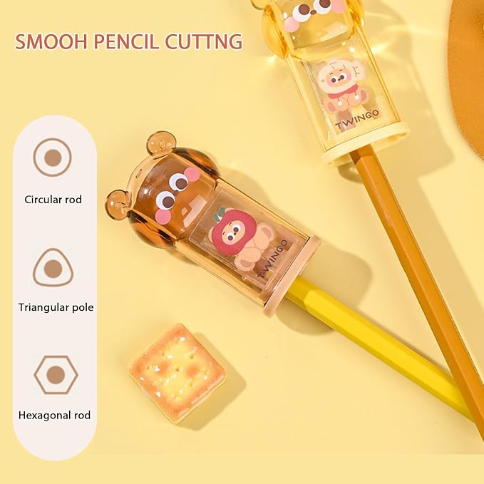 Cute Bear Stationery Set, Including 3Pcs Cute Bear Pencil Sharpeners, Kawaii - Image 6