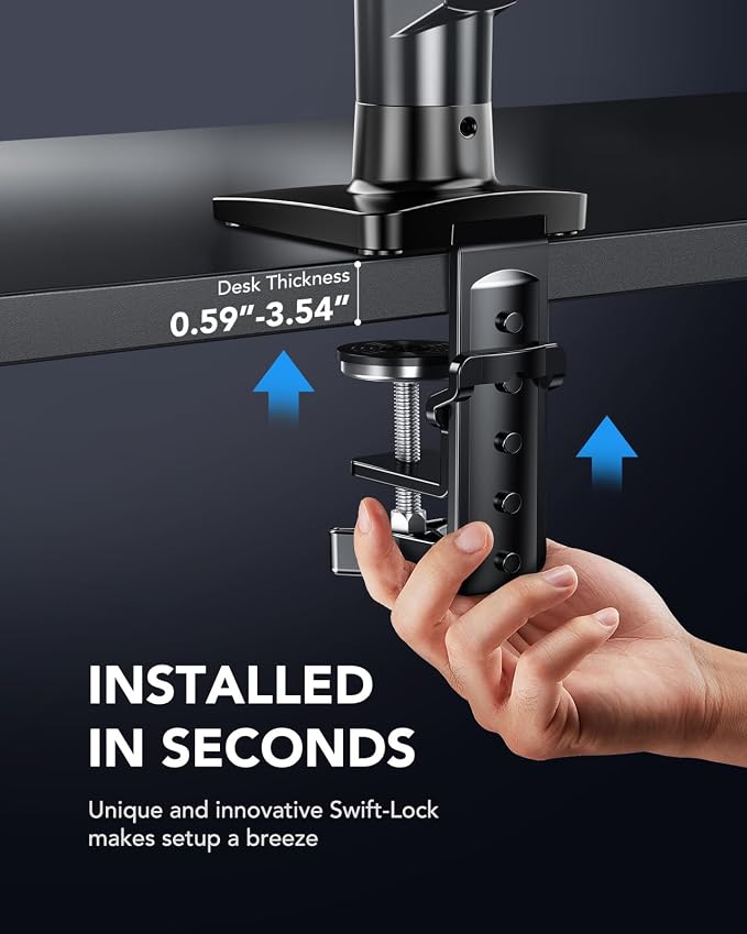 HUANUO FlowLift™ Single Monitor Mount, 13 to 32 Inch Monitor Arm, Adjustable - Image 6