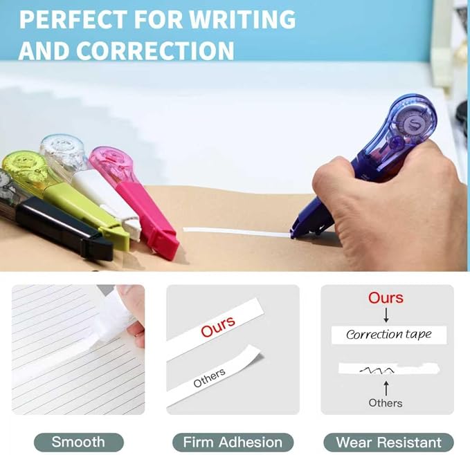 Correction Tape Pen, 10-Count Pack, 19.69ft Each, Dry Instantly, Stretch - Image 3