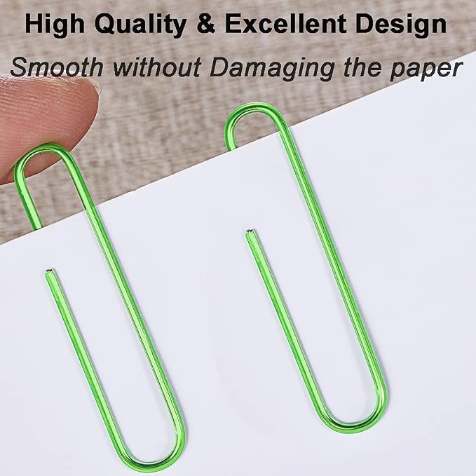 Vinaco Green Paper Clips, Durable and Rustproof, Coated Large Paperclips Great - Image 4