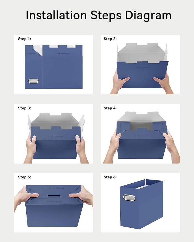 Oterri File Organizer Box, Portable Collapsible Cardboard File Folder Organizer - Image 5