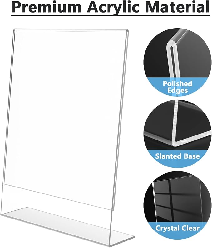MaxGear Acrylic Sign Holder, 8.5 x 11 Slant Back Display, 36 Pack | Clear - Image 3