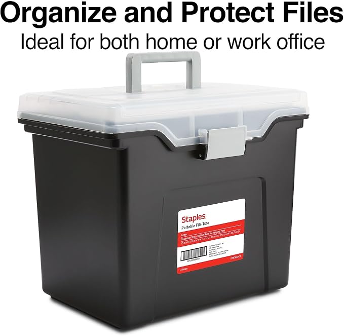 STAPLES File Box File Portable Tote, Letter Size - Image 2