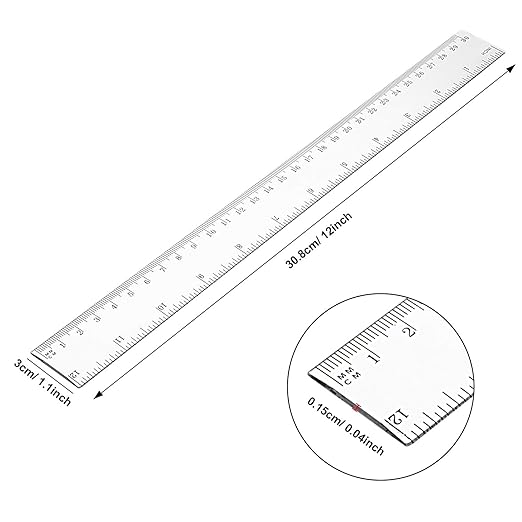 EBOOT 50 Pack Plastic Ruler 12 Inch Straight Flexible Ruler - Image 5