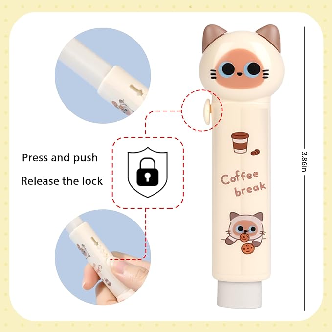 2Pcs Cute Cat Pencil Sharpener and 2Pcs Cute Cat Retractable Eraser - Image 3