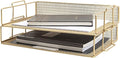 BLU MONACO | Paper Tray Stackable Gold Mesh Set of 2 | Stackable File Trays by Blu_Monaco
