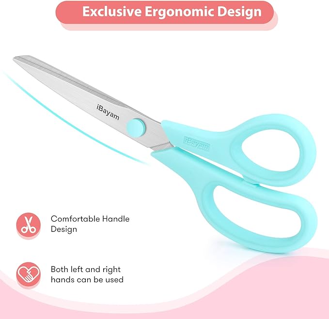iBayam 8.5" Scissors All Purpose, 2.5mm Sharp Blade, 3 Cute School Office | - Image 3