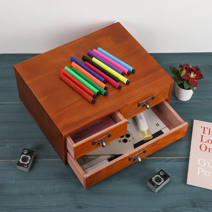 Wooden Storage Box Countertop Drawers Vintage Wooden Drawers Apothecary Cabinet - Image 4
