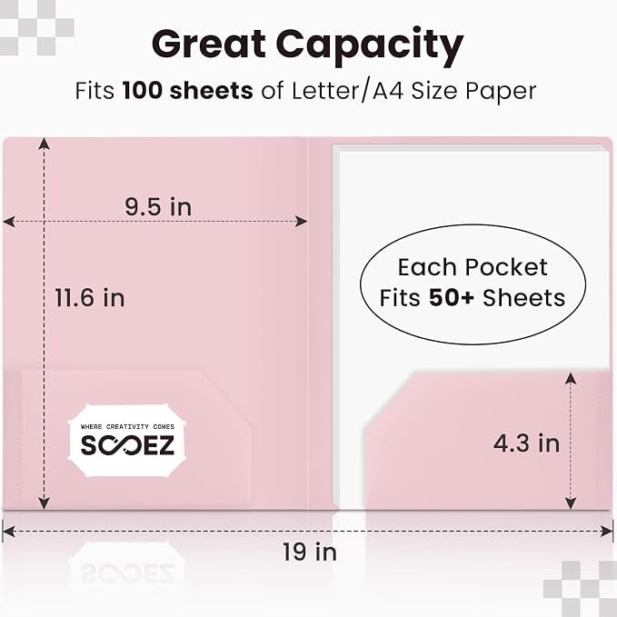 Sooez 6Pack Folders with Pockets, Pocket Folders with Extra Labels, Plastic - Image 4