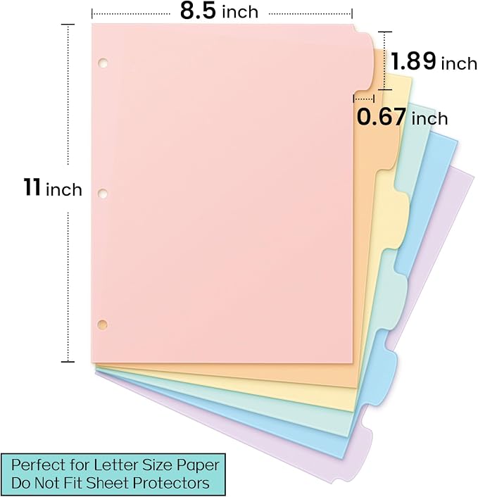 Sooez 6-Tab Durable Plastic Write & Erase Big Tab Dividers - Image 2