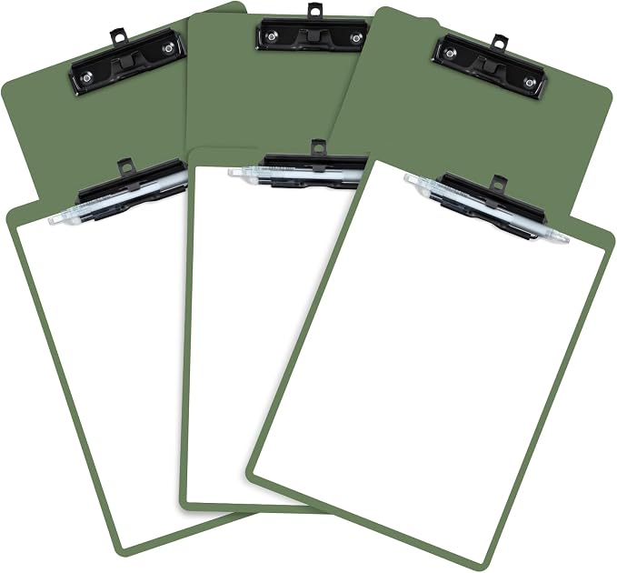 FRETONBA Clipboard with Pen Holder, 6 Pack Plastic Clipboard with Low Profile by FRETONBA