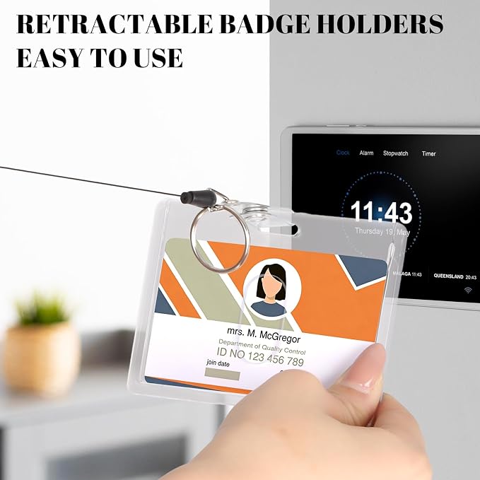 2 Set Badge Holder Retractable Clip Heavy Duty Badge Reel - Image 6