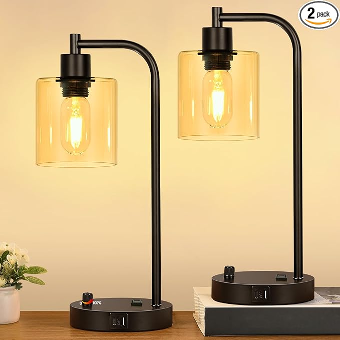 Lynnoland Set of 2 Industrial Table Lamps by BringBrightnesstoYourLife