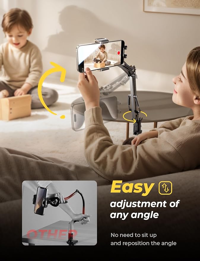 LISEN Gooseneck Phone Holder for Bed Desk Cell Phone Stand for Desk Bed Gaming - Image 4