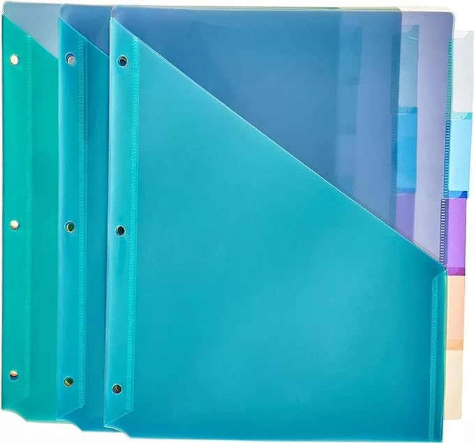 Amazon Basics 5-Tab Dividers for 3 Ring Binder, Two Pocket, Letter Size by AmazonBasics