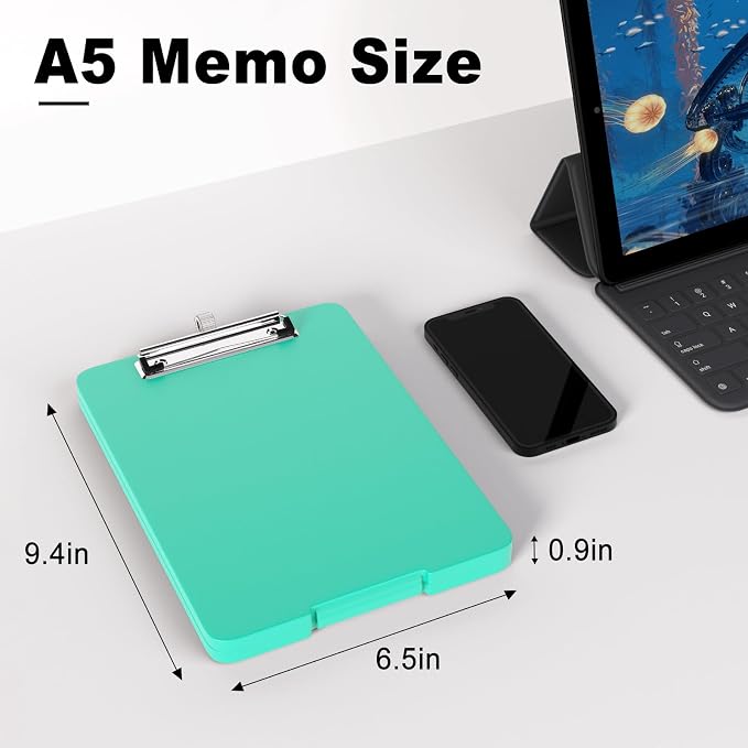 Hongri A5 Clipboard with Storage, Metal Retractable Pen Holder, 6 x 9'' Nursing - Image 2