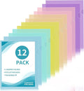 12 Pack Plastic File Folders, Letter Size Clear Project Sleeves by KIOEEE