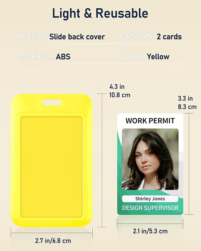 Uniclife 3 Pack Sliding ID Badge Holder Vertical Hard Plastic Case - Image 7