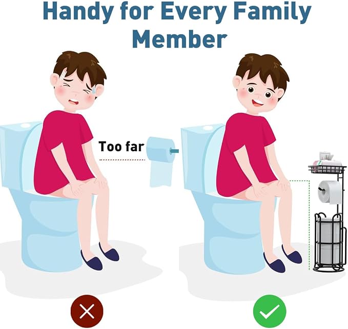 Toilet Paper Holder Stand with Shelf Tissue Holders - Image 2