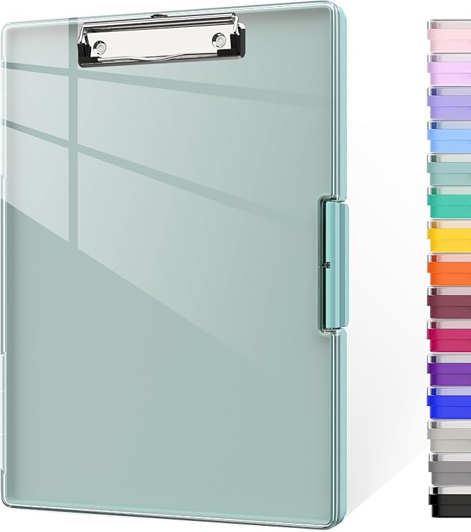 Piasoenc Clipboard with Storage, 8.5 x 11 Clip Boards with 2 Storage, Teal | by Piasoenc