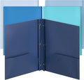 Mr. Pen- Plastic Folders with Pockets and Prongs, 5 Pack, Letter Size | Blue by MrPen