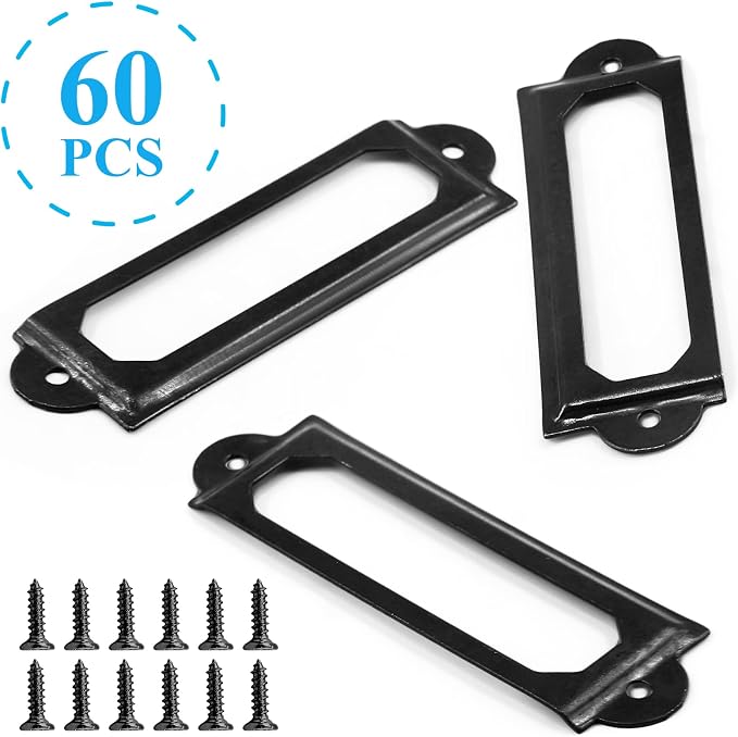 60pcs Metal Label Holder, File Drawer Label Frames Holder, Screw Cabinet - Image 5