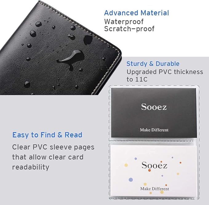 Sooez Leather Professional Business Card Book Holder Organizer, 240 Capacity - Image 4