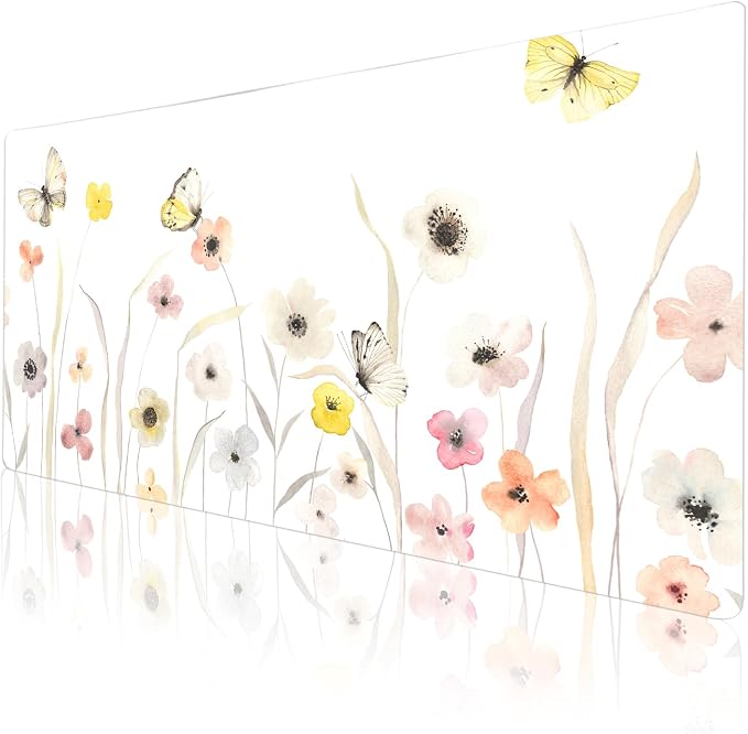 Colorful Star Large Mouse Pad, Watercolor Floral Desk Mat Office Supplies - Image 3