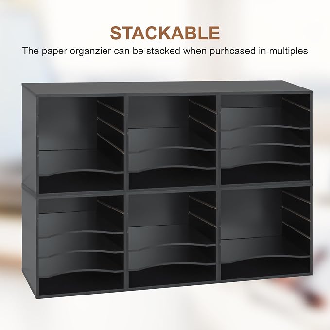 EMERIT 4-Tier Adjustable Paper Organizer, Large Capacity Book Shelf - Image 5