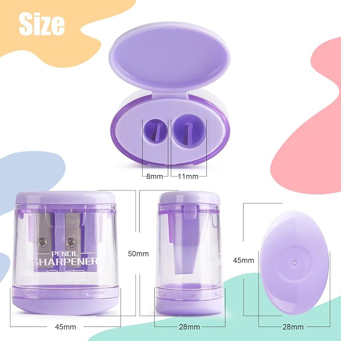Tamaki 4 Pack Pencil Sharpeners Manual Dual Holes Compact Colored Handheld - Image 2