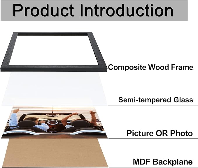 ELSKER&HOME 5x7 Picture Frame Black Set of 6 Glass | Multi Photo Frames Collage - Image 5