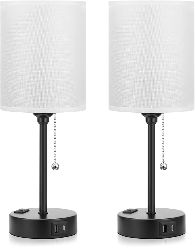 Bedside Table lamp for Bedroom Set of 2 - Image 8